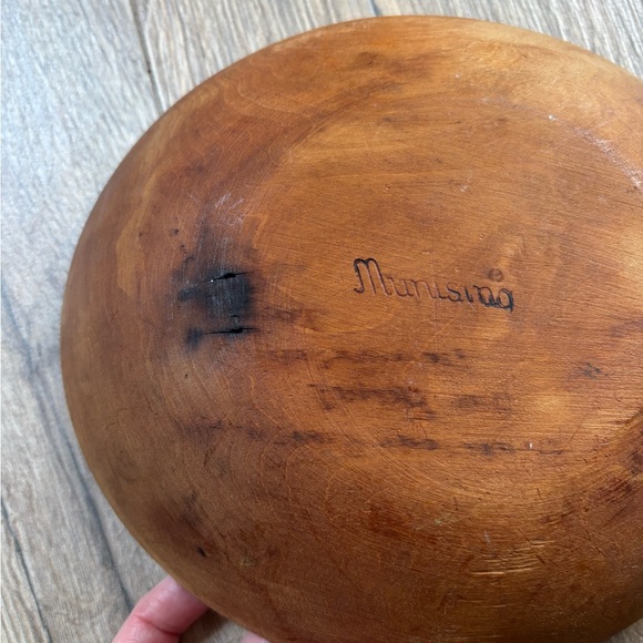 Vintage Hand Painted Wooden Rustic Bowl Italian Village Scene Signed Folk Art - Picture 6 of 8